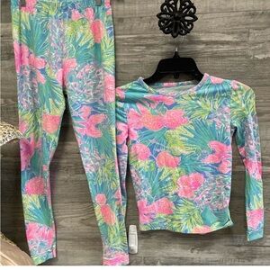Lilly Pulitzer Tropical Print Sammy  Pajama Set Sz 12 kids